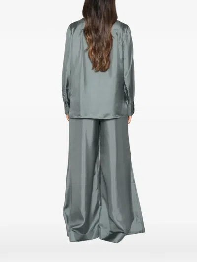 Zimmermann Silk Shirt Long Sleeves Pussy Bow Tassels In Green