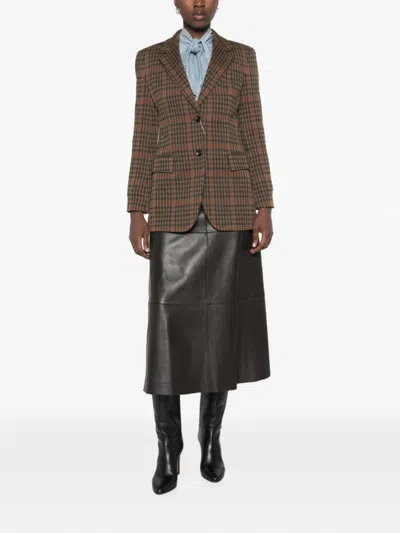 Max Mara Check-pattern Blazer In Brown