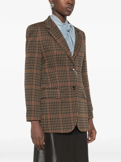 Max Mara Check-pattern Blazer In Brown