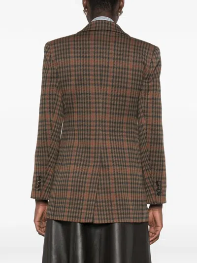 Max Mara Check-pattern Blazer In Brown