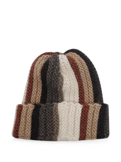 Amish Multi-striped Beanie Hat In Multi