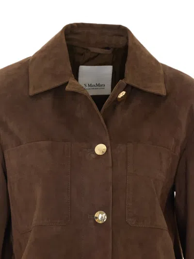 S Max Mara Suede Jacket In Brown