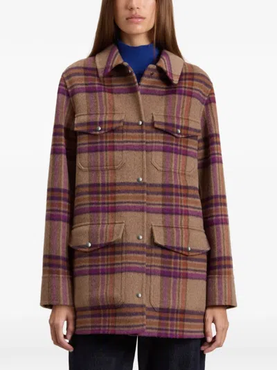 Woolrich Double-face Oversized Coat In Brown