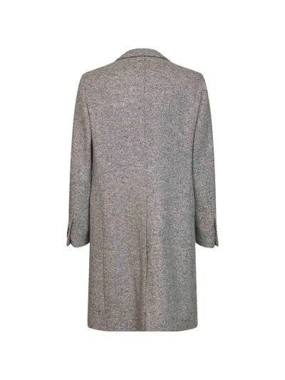 Lardini Herringbone-pattern Single-breasted Coat In Gray