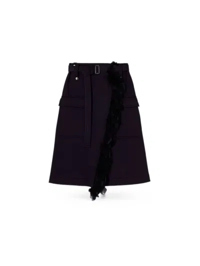 Plan C Feather-trim Wrap Skirt In Black
