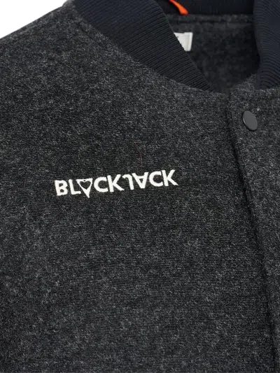 Blackjack Logo-embroidered Varsity Jacket In Gray