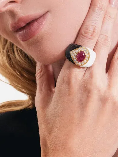 Andreoli Ruby And Diamond Earrings In Gold