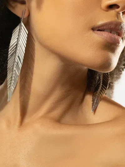 Cadar Second Skin Feather Drop Earrings In Silver