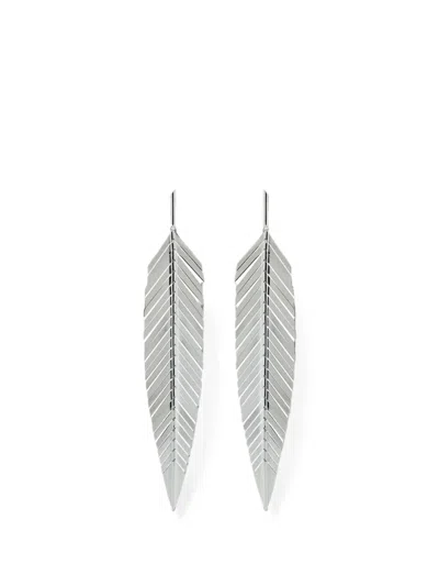 Cadar Second Skin Feather Drop Earrings In Silver