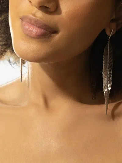 Cadar Second Skin Feather Drop Earrings In Silver