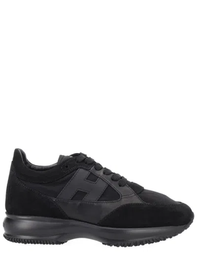 Hogan Interactive Smooth Polyamide Sneakers In Black