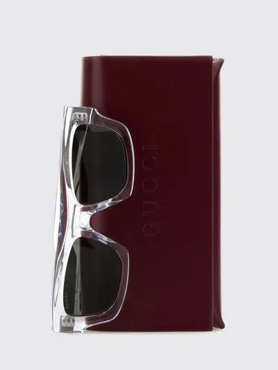 Gucci Rectangular Sunglasses Transparent Frame In Gray
