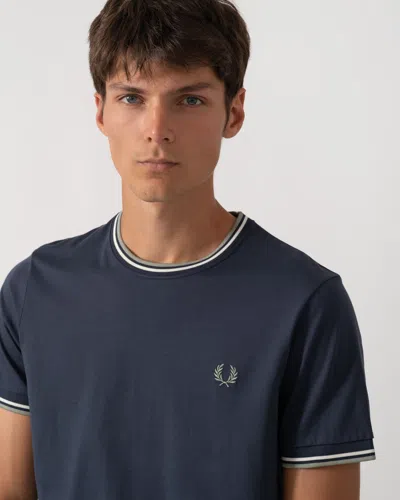 Fred Perry Mens Twin Tipped T-shirt In Gray