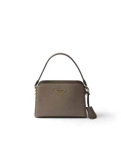 Prada Leather Mini Handbag In Grey