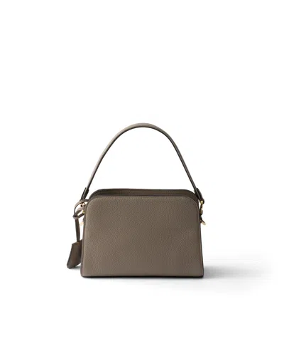 Prada Leather Mini Handbag In Grey