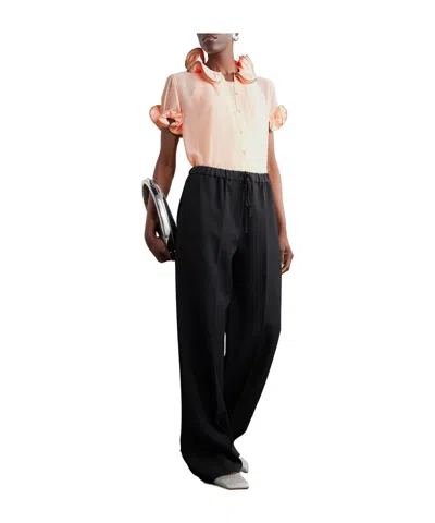 Coperni Zip-embellished Ruffled Chiffon Blouse In Pattern