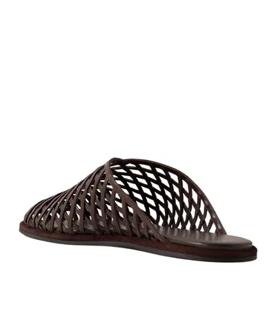 Neous Solid Color Leather Slippers In Black