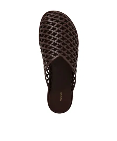 Neous Solid Color Leather Slippers In Black
