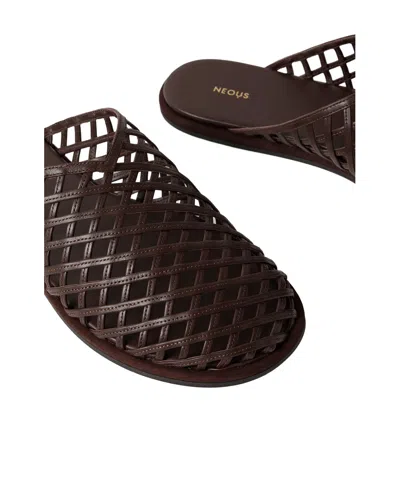 Neous Solid Color Leather Slippers In Black