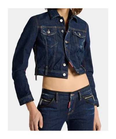 Dsquared2 Dark Bomber Jacket In Blue