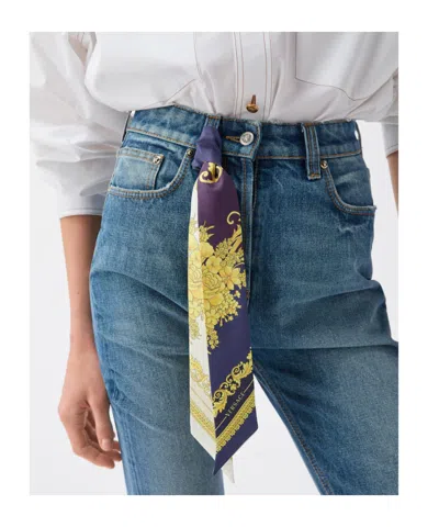 Versace Silk Bandeau Barocco Floral Print Accessory In Multi