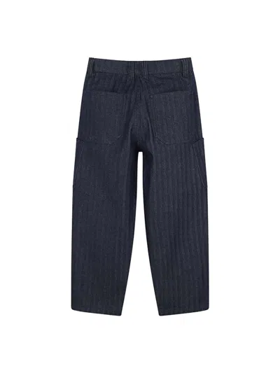 Givenchy Kids Herringbone Pattern Wide Leg Cargo Pants In Blue