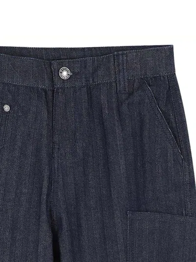 Givenchy Kids Herringbone Pattern Wide Leg Cargo Pants In Blue