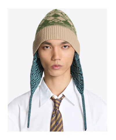 Dries Van Noten Jacquard Wool Hat In Blue