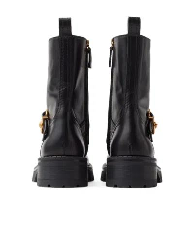 Versace Roxy Leather Boots 35 Mm In Black