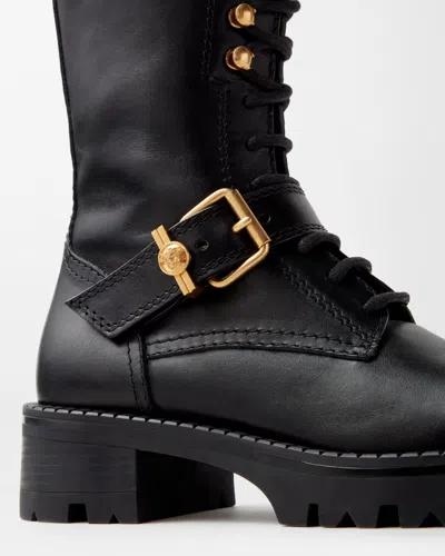 Versace Roxy Leather Boots 35 Mm In Black