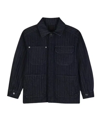 Givenchy Herringbone Denim Overshirt In Black