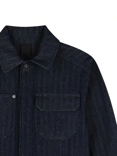 Givenchy Herringbone Denim Overshirt In Black