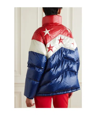 Perfect Moment Quilted Shiny Softshell Down Ski Jacket In Multi