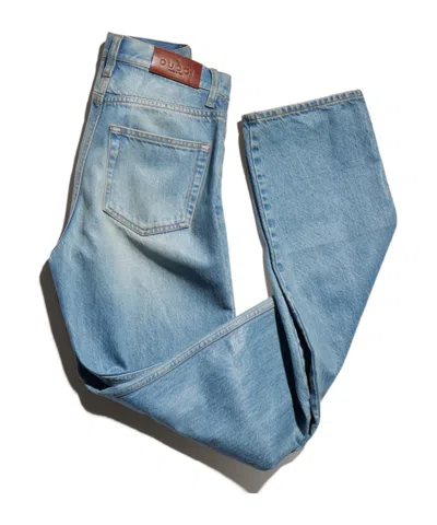Gucci Soft-coating Pants In Blue