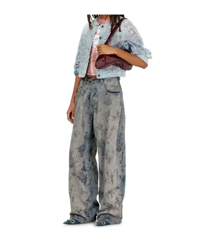 Diesel Jacket In Microstone Devoré Denim In Blue