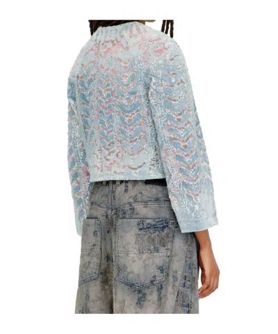 Diesel Jacket In Microstone Devoré Denim In Blue