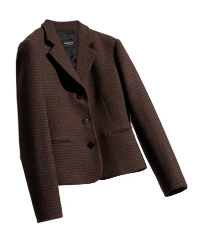 Gucci Gingham Jacket With Tag In Brown
