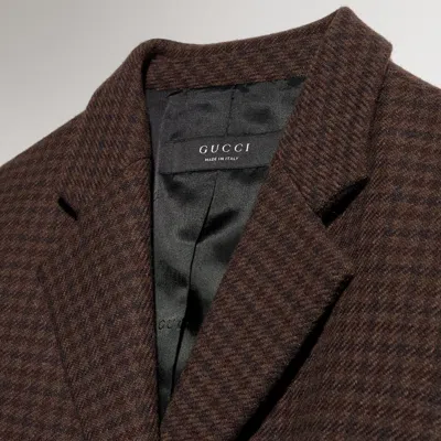 Gucci Gingham Jacket With Tag In Brown