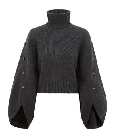 Zimmermann Valiant Merino Wool Turtleneck Sweater In Gray