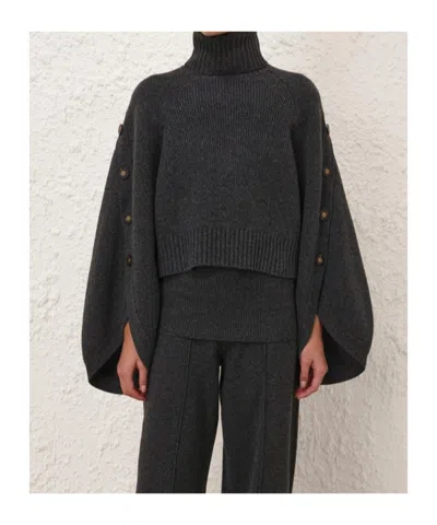 Zimmermann Valiant Merino Wool Turtleneck Sweater In Gray