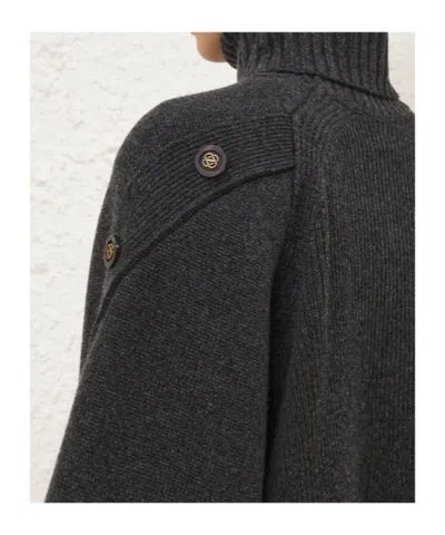 Zimmermann Valiant Merino Wool Turtleneck Sweater In Gray