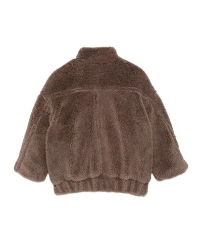 Douuod Teddy-texture Press-stud Jacket In Brown