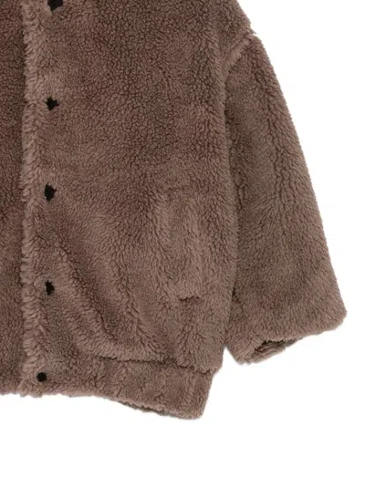 Douuod Teddy-texture Press-stud Jacket In Brown