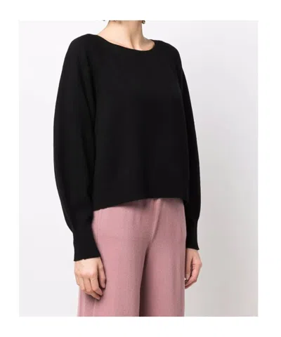 Alberta Ferretti Long-sleeved Knitted Pullover In Black