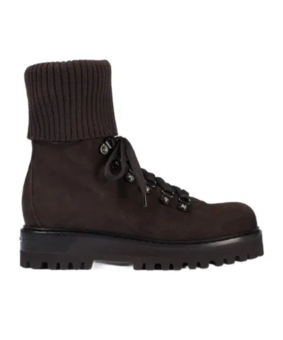 Le Silla St. Moritz Knitted-cuff Ankle Boot In Brown