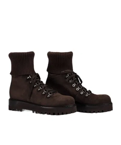 Le Silla St. Moritz Knitted-cuff Ankle Boot In Brown