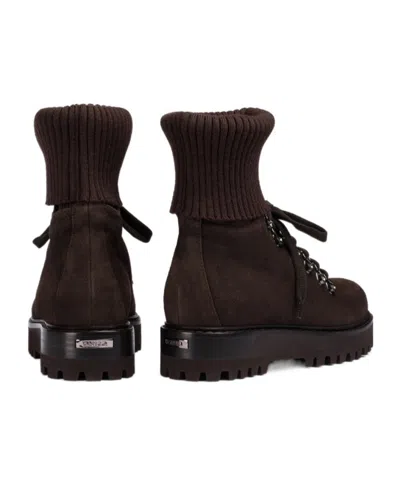 Le Silla St. Moritz Knitted-cuff Ankle Boot In Brown