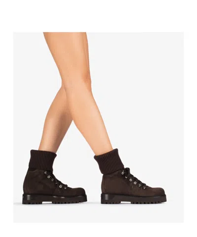 Le Silla St. Moritz Knitted-cuff Ankle Boot In Brown