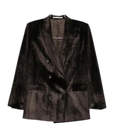 Tagliatore Corduroy Double-breasted Suit In Brown