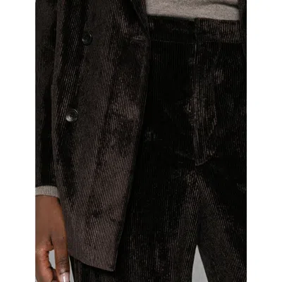 Tagliatore Corduroy Double-breasted Suit In Brown